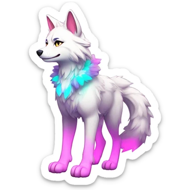 Anthro Colorful Shiny Fionbri-Falvie-sparkle-wolf-sona with neon markings full body sticker