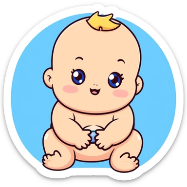 cute chubby-cheeked baby with sparkling blue eyes sticker