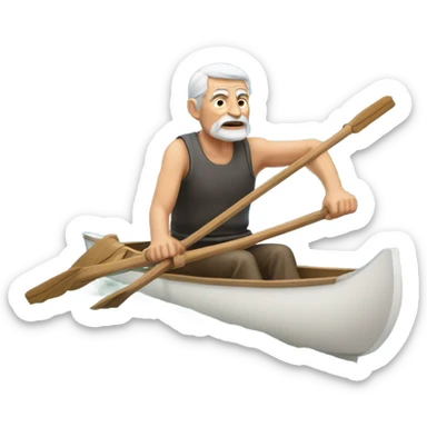 Old man rowing a boat. Skulling  sticker