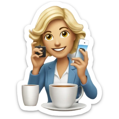 Happy Lady corporate business owner shooting tea photos with her phone sticker