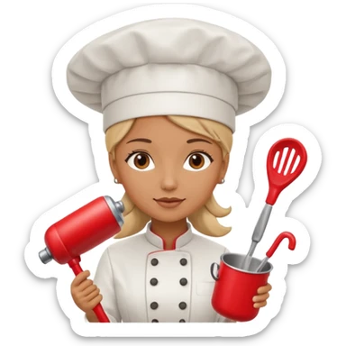cocinera mujer con batidora roja sticker