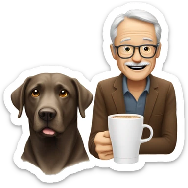 Coffee with a labrador and a bold 60 year old man sticker