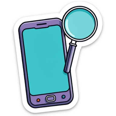 magnifying glass on a digital interface of a phone sticker