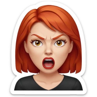 mujer pelirroja con los ojos y los labios maquillados enojada gritando sticker