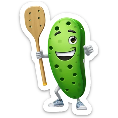 A pickle playing pickleball sticker