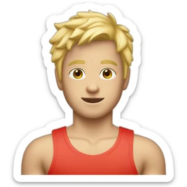 blonde boy in lifeguard tank top  sticker