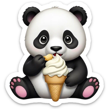 Panda eating ice cream sticker