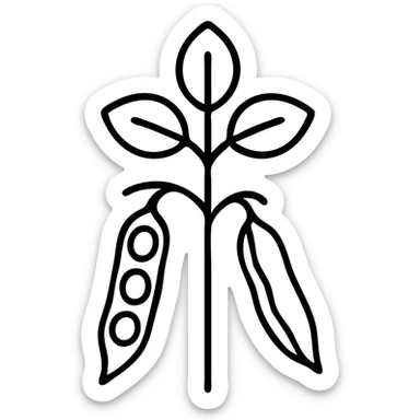 outlined icon of a pigeonpea plant showing leaves and pods sticker