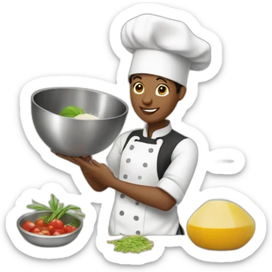 chef mixing ingredients in bowl sticker