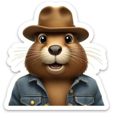 Beaver with a moustache sticker