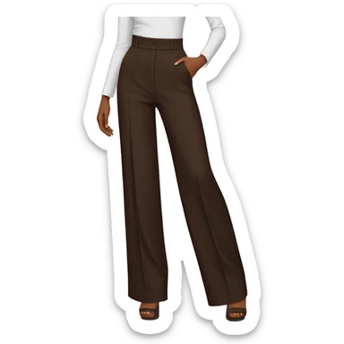 Realistic isolated pair of high waist long wide leg dressy casual pants in Dark Brown  sticker