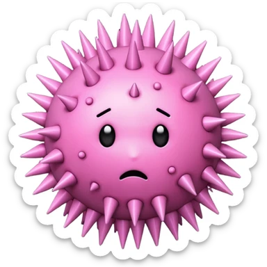 pink sad virus with many spike sticker