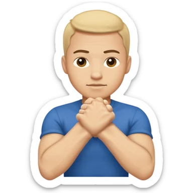 This emoji(🙇‍♂️) but have the hands in fist shaped and stacked vertically on top of each other sticker