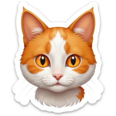tiny + skinny ginger and white cat with deep orange eyes sticker