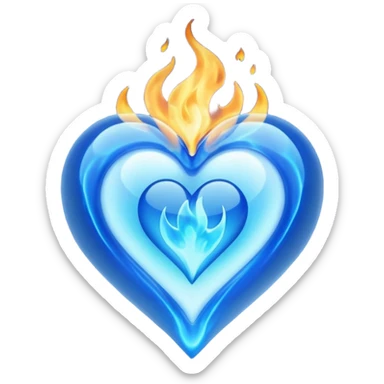 Blue heart with big BLUE flame sticker