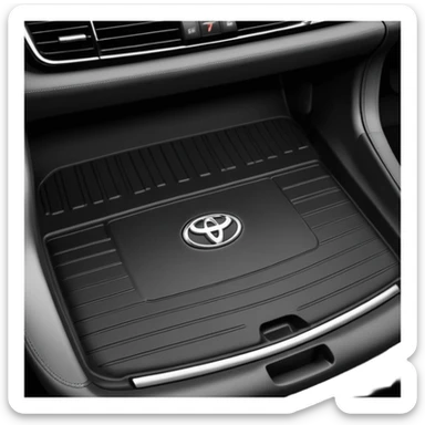 a black textured surface, likely a piece of automotive trim or a floor mat, featuring the branding for a Toyota Fortuner.
 sticker