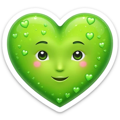 lime green heart with a sparkle effect sticker