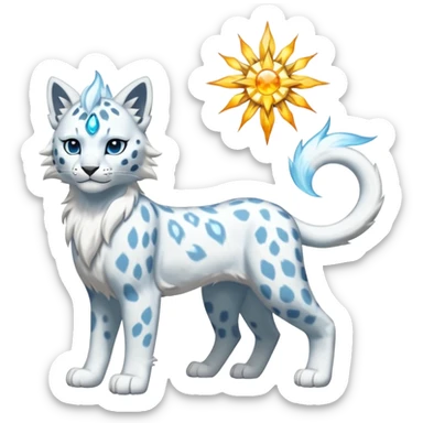 Frosty snowy albino hail-weatherly snow-Leopard-Glaceon-Solgaleo-fusion-hybrid-creature (full body) sticker