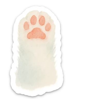 fluffy cat paw, soft pastel washes, gentle edges sticker