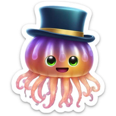 jellyfish with a top hat sticker