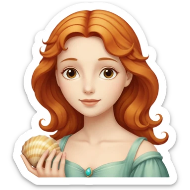 Soft, nurturing, or a bit shy. Very polite and kind. woman in a shell like venus by boticelli
more dinamic emoji sticker
