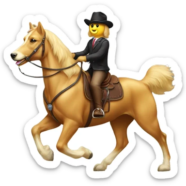Golden retriever riding a horse sticker