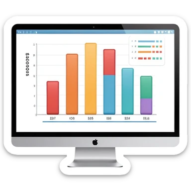 computer screen displaying a single presentation slide with a title line and a chart  sticker
