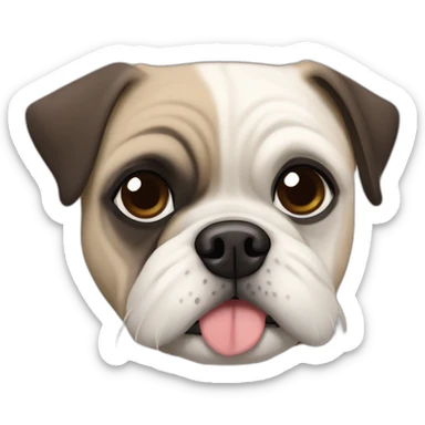 A pug cross bred with a schnauzer with fully white furr and brown eyes sticker