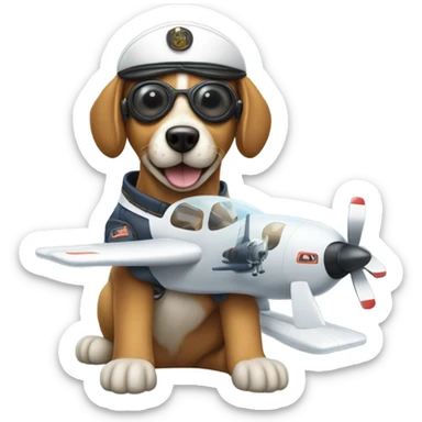 Dog flying plane  sticker
