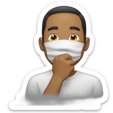 man covering mouth sticker