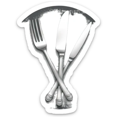 high end luxury fork and knife crossed culinary sticker