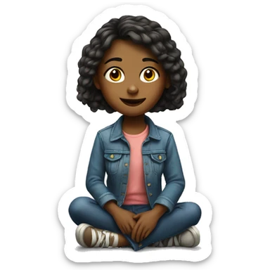 realistic portrait of girl sitting sticker