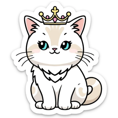 ragdoll cat with tiara  sticker