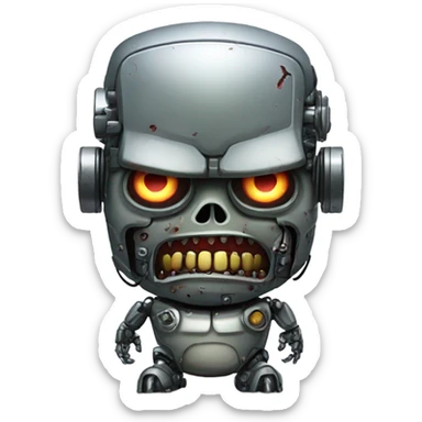 Fat zombie robot terminator  sticker