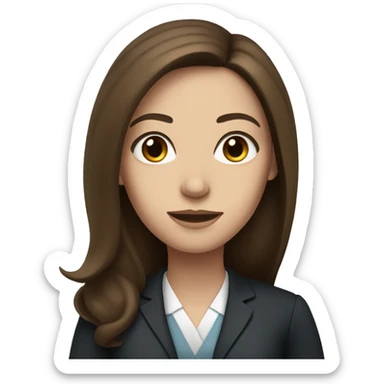 Woman lawyer with long brown hair, blue eyes, and white skin sticker