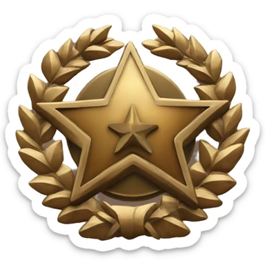 Bronze military badge with stars and a wreathe sticker