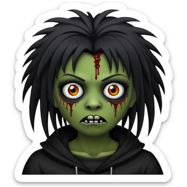 Faça uma zumbi com franja da subcultura gothc com o olho preto ela com o cabelo grande  sticker