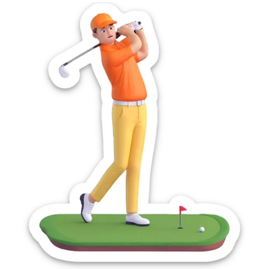 charismatic golfer in flashy clothes, holding a putter, inspired by John Daly sticker