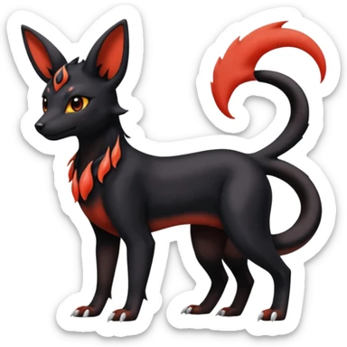 Pretty lanky gorgeous beautiful feminine realistic Umbreon-Salandit-Houndour-Charmeleon-Guilmon-fusion sticker