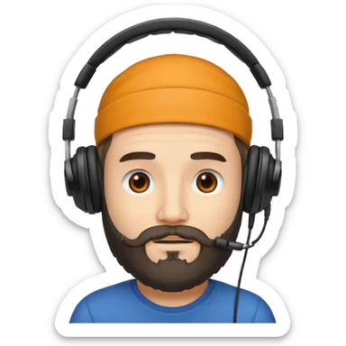 create a Men with Beard and Headphones and some hairs on his head sticker