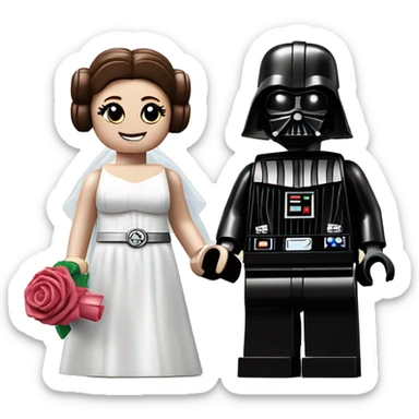 Lego Princess Leia and Darth Vader get married sticker