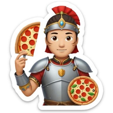 chinese ancient warrior with pizza sticker
