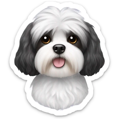 Shih Tzu poodle face with black and white fur ￼ sticker