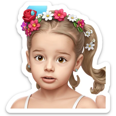 girl with flower hair ornament sticker
