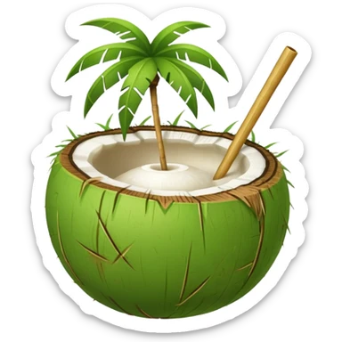 Green Coconut with straw sticker