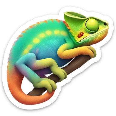 A multicoloured sleepy chameleon  sticker