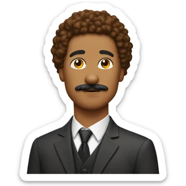 Lightskin man with mustache with a red goldendoodle sticker