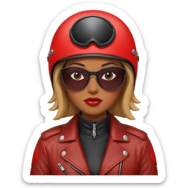 Motorbiker black woman with red leather jacket sticker