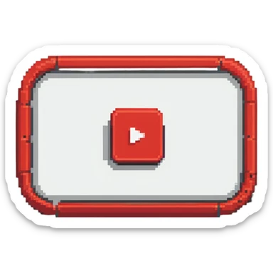 YouTube logo, red rounded rectangle with white play button in center sticker