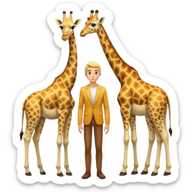 Very skinny blonde man with giraffe sticker